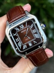 SANTEIKO Brown Dial Leather Strap