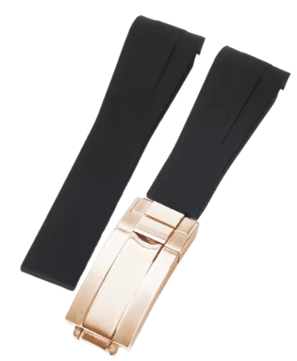 Rose Gold Black Rubber Strap